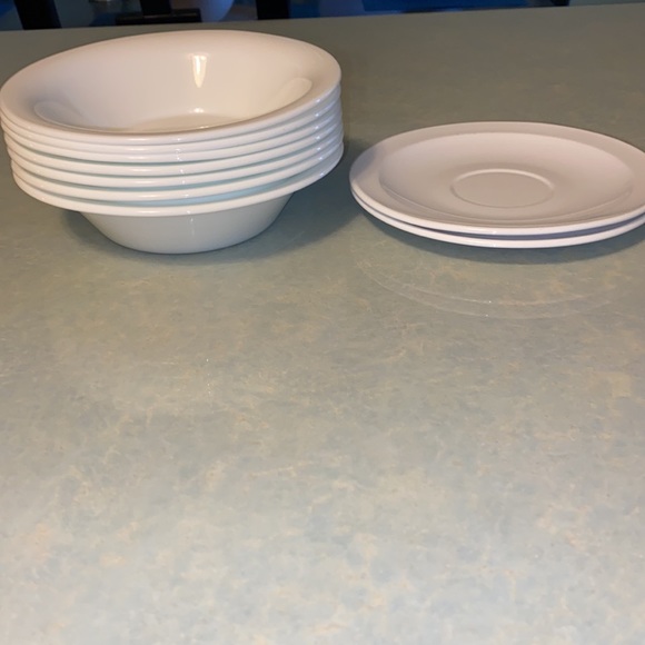Mini White Glass Bowl and Plate Set - Picture 5 of 5